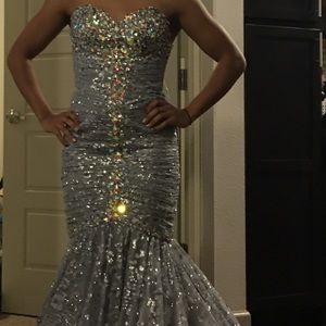 Jovani silver mermaid dress